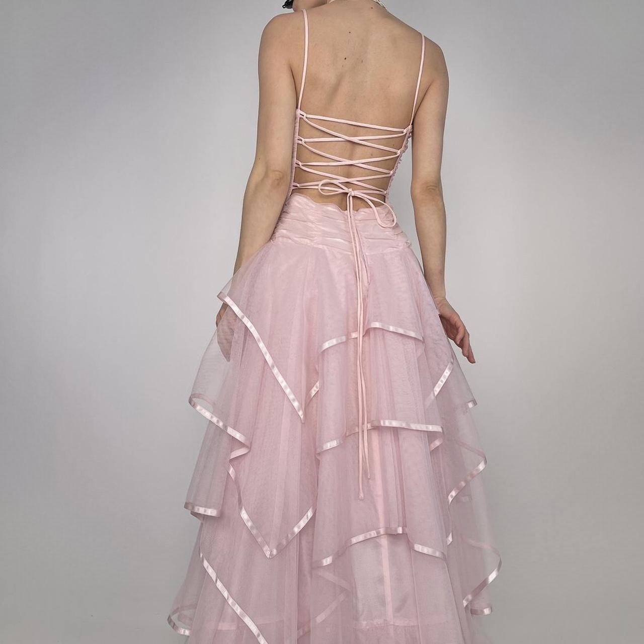 Sweet Light Pink A-line Multi-layer Cake Spaghetti Strap Organza Long Prom Dress Evening Dress Bridesmaid Dress cc4726