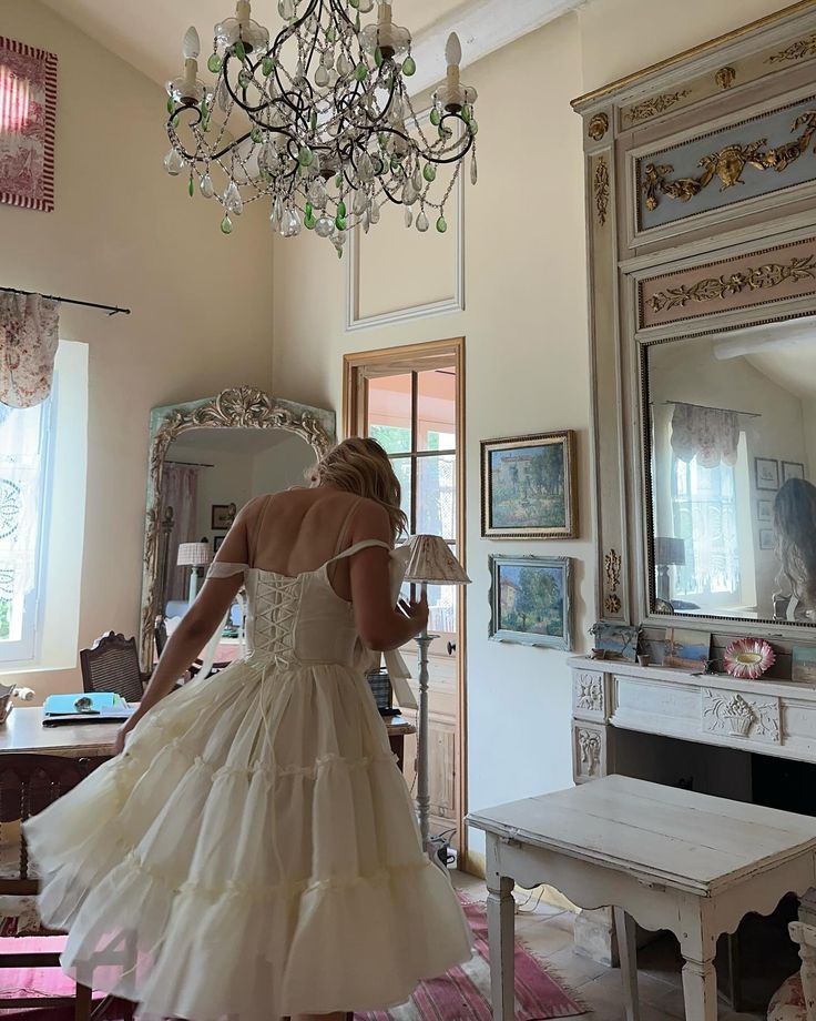 Sweet Ivory A-line Square Neckline Bow Strap Ruffled Chiffon Tea-length Prom Dress cc4729