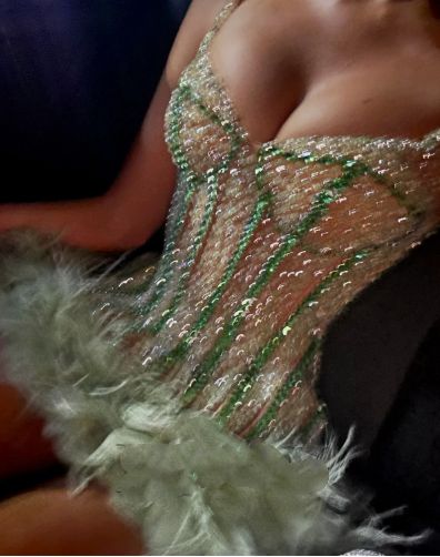Luxury Mint Green Diamond Feather Skirt Slim Fit 17th Birthday Homecoming Dress cc4296