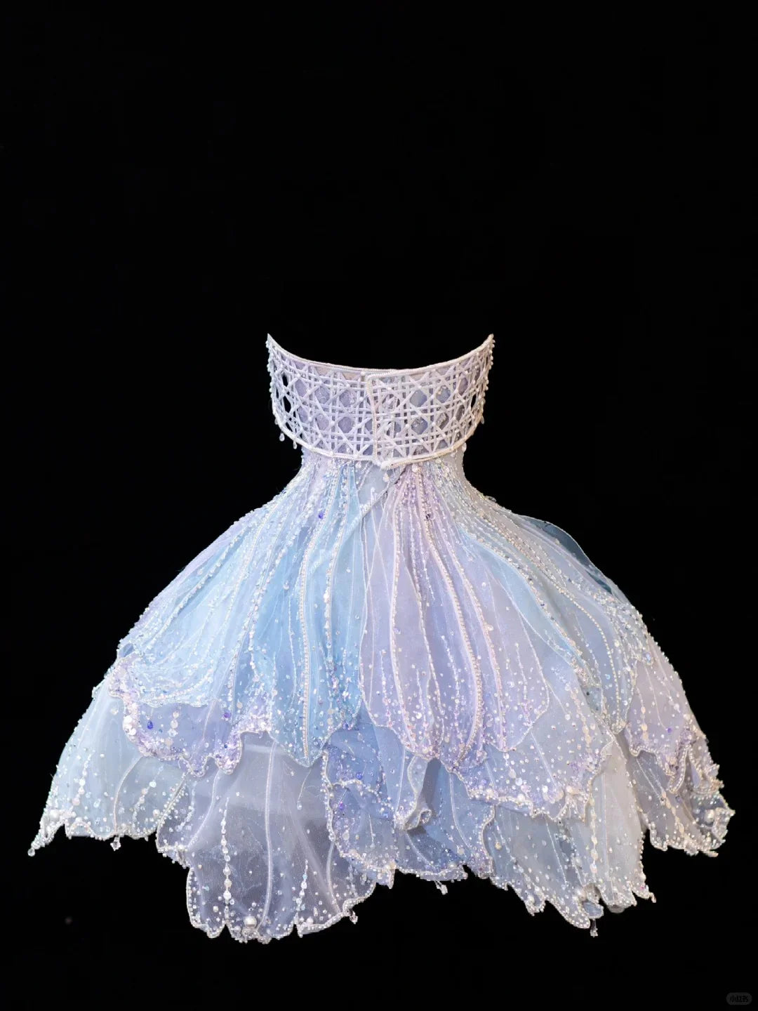 Dreamy Blue Gradient Beaded Sequined Tulle 16th Birthday Homecoming Dress cc4351