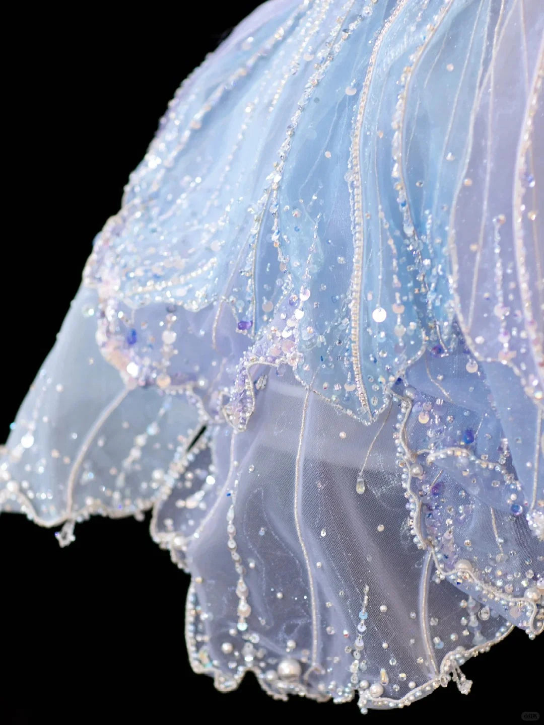 Dreamy Blue Gradient Beaded Sequined Tulle 16th Birthday Homecoming Dress cc4351