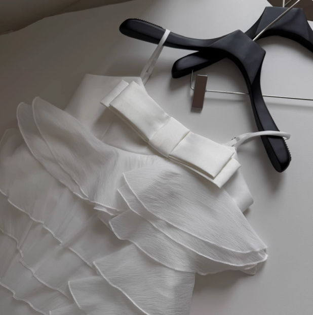 Sweet Bow Stitching Ruffle Sling Cake Birthday Skirt Homecoming Dress cc3685