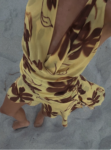 Sexy Swing Neck Halter Print Irregular Backless Birthday Short Skirt Homecoming Dress cc3697