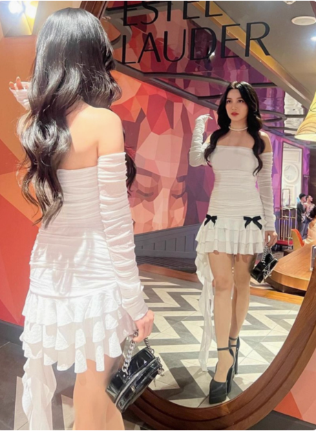 Sweet Bow Pleated Mesh Ruffle Hip Birthday Skirt Homecoming Dress cc3702