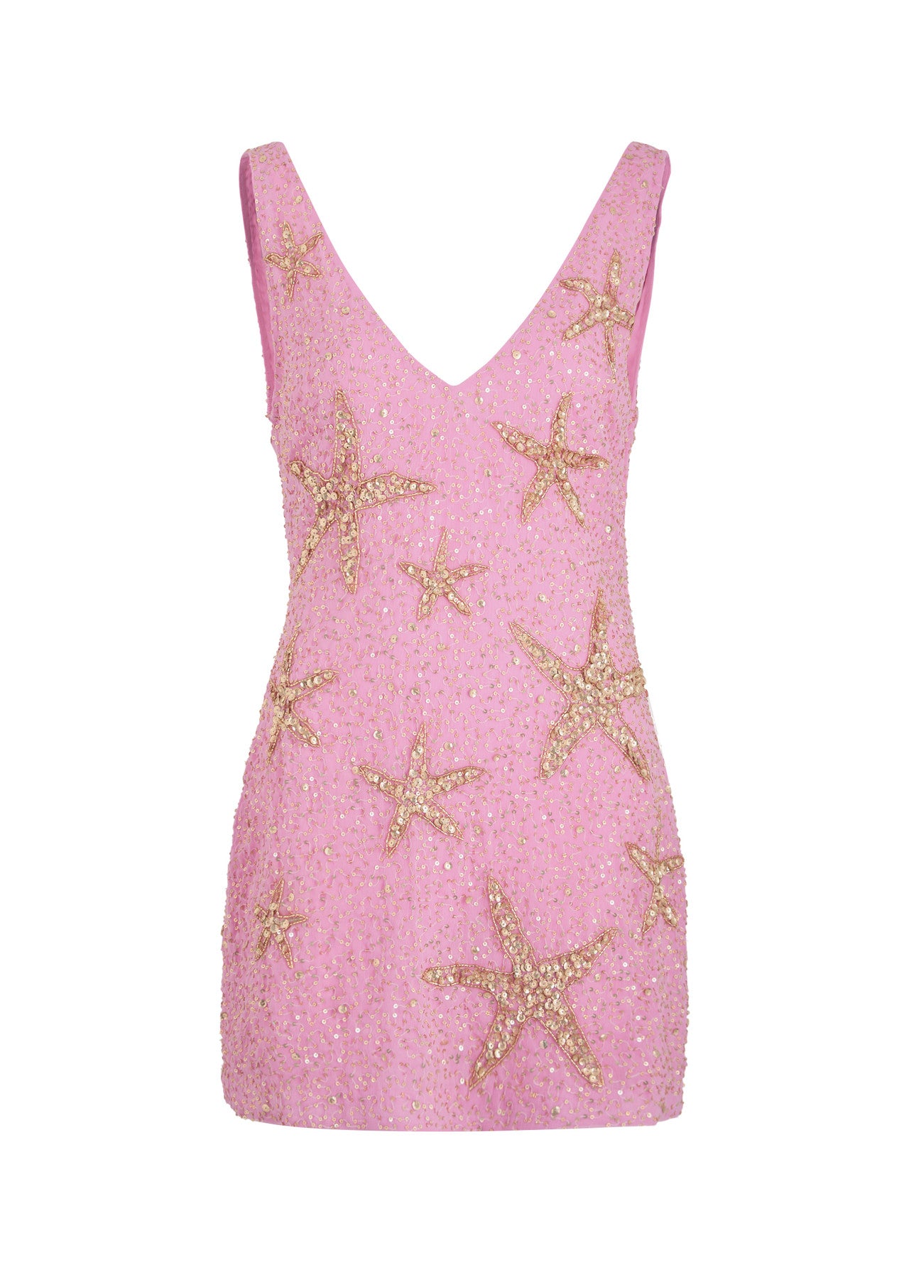 Sexy V-neck Starfish Sequins Pink Waisted Birthday Short Skirt Homecoming Dress cc3708