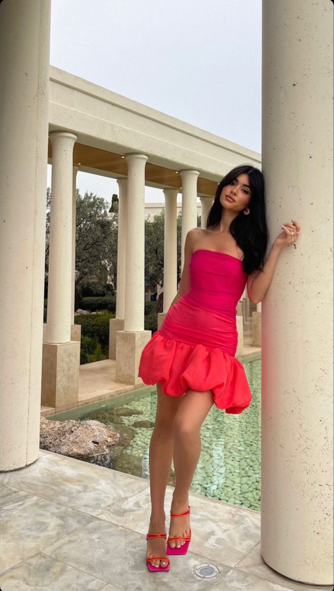 Sweet Pink Tube Top Flower Bud 17th Birthday Homecoming Dress cc3793