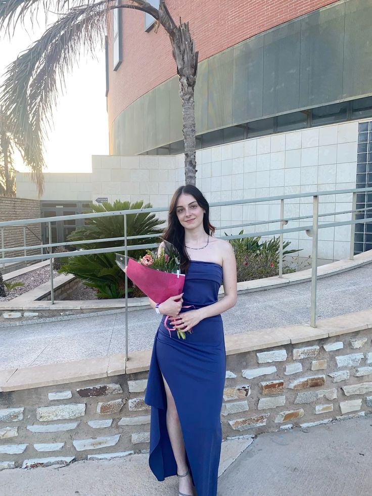 Simple Navy Blue Strapless High-Slit Satin Long Prom Dress Evening Dress Bridesmaid Dress cc5095