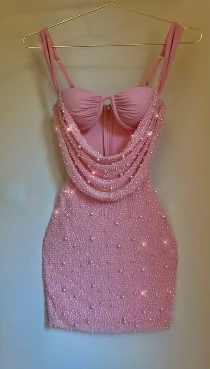 Cute Pink Suspender Hollow Beaded Hip-hugging 17th Birthday Homecoming Dress cc3794