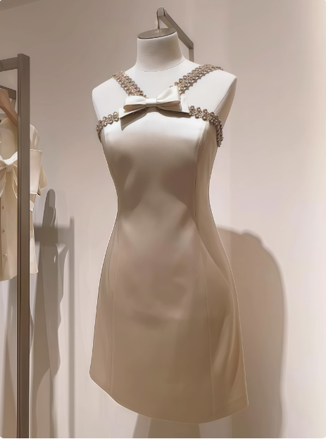 Sweet Bow Satin Slim Birthday Short Skirt Homecoming Dress cc3810