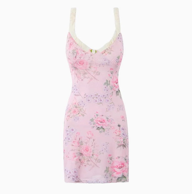 French Floral Hip Strap Birthday Short Skirt Homecoming Dress cc3845