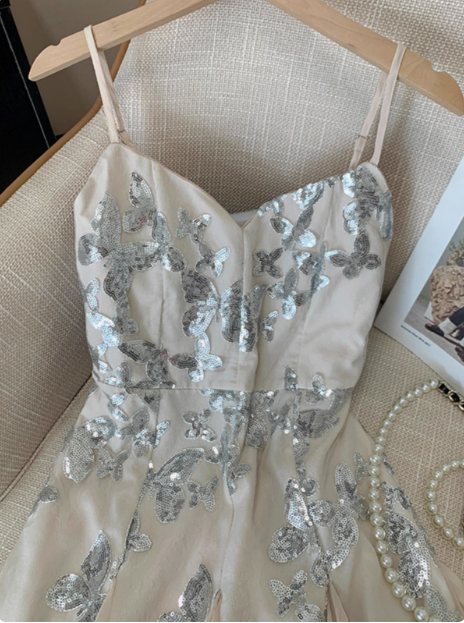 Sweet Butterfly Sequined V-Neck Suspender 17th Birthday Homecoming Dress cc3954