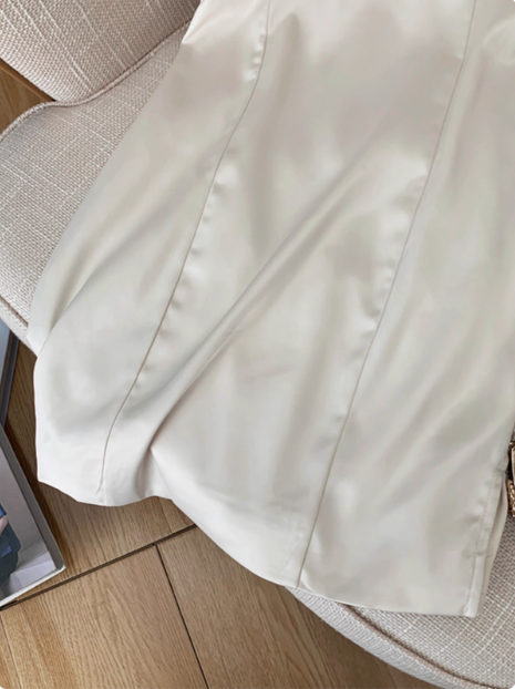 Simple Suspender V-neck Satin Birthday Skirt Homecoming Dress cc3962