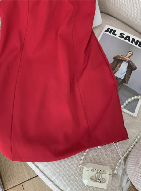 Stunning Red Rose One Shoulder Satin Hip Birthday Short Skirt Homecoming Dress cc3965