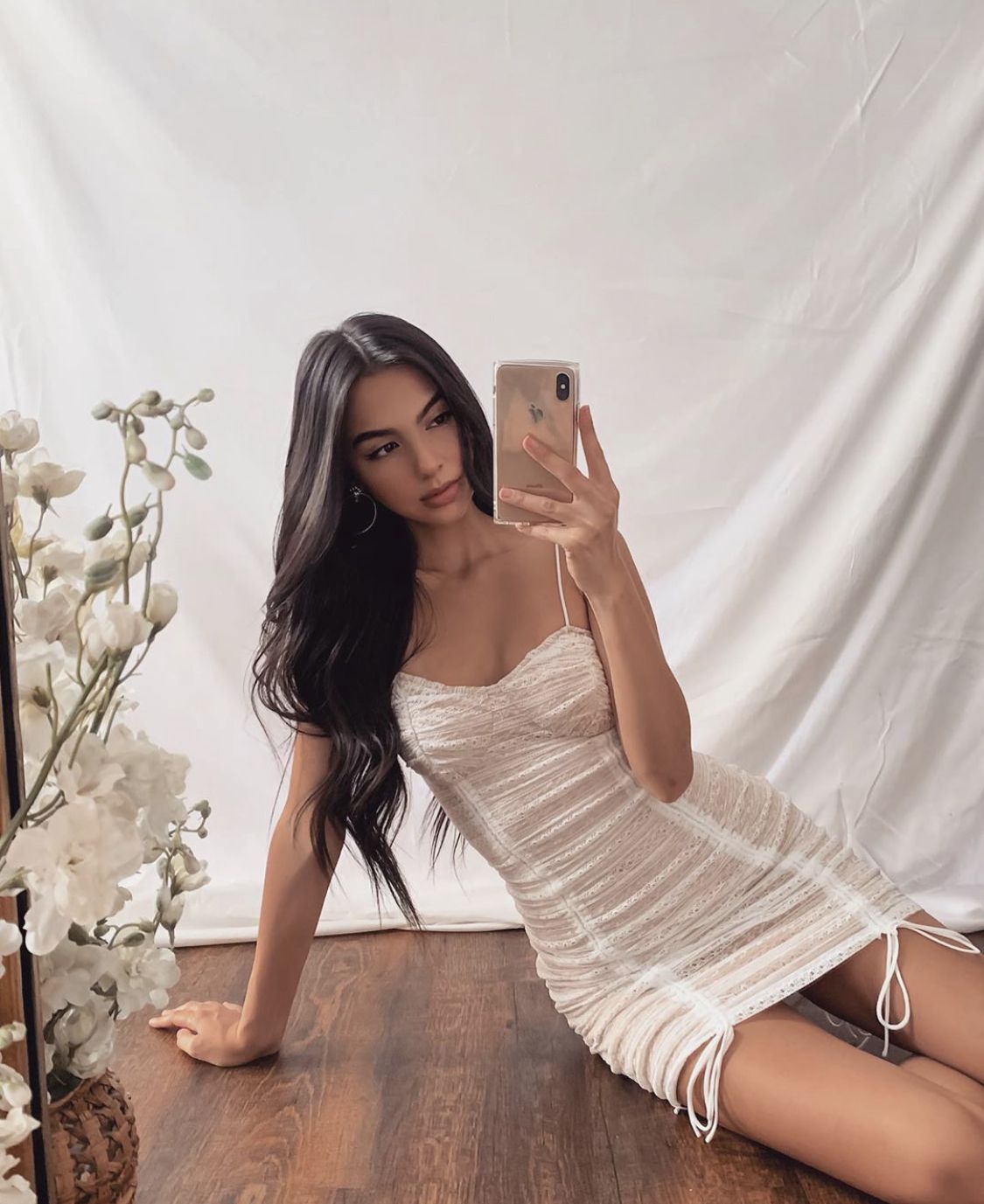 Sweet Off-white Drawstring Pleated Slim Lace 17th Birthday Homecoming Dress cc4466