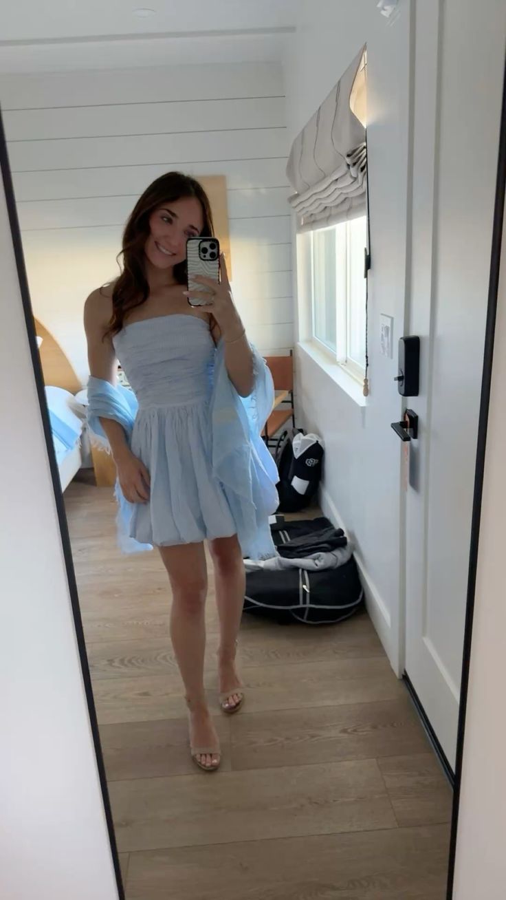 Sweet Light Blue Tube Top A-line 16th Birthday Homecoming Dress cc4511