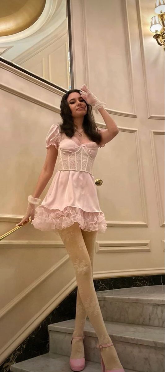 Sweet Pink Puff Sleeve Lace Waist Satin A-Line Birthday Party Homecoming Dress cc4524