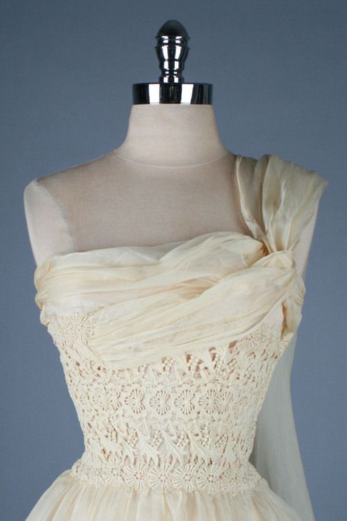 Vintage Ivory One-shoulder Collar Lace Pattern Ribbon Tulle A-line Birthday Party Homecoming Dress cc4553