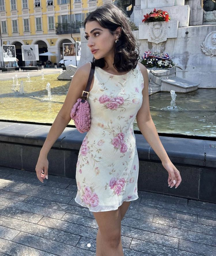 French Retro Ivory Pink Floral Slim Round Neck 19th Birthday Homecoming Dress cc4596