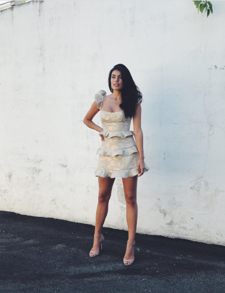 Retro Off-white Gold Pattern Ruffle Waist A-line Jacquard Birthday Party Homecoming Dress cc4644