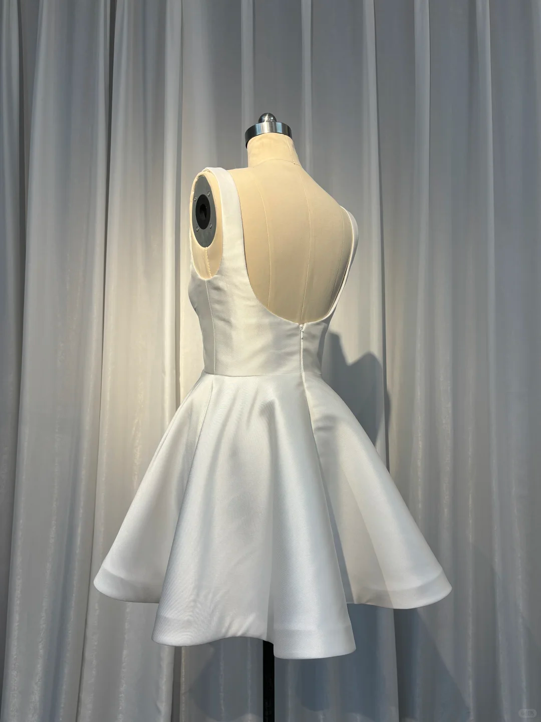 Simple Square Neck White Satin A Line Short Cocktail Dress Homecoming Dress cc3369