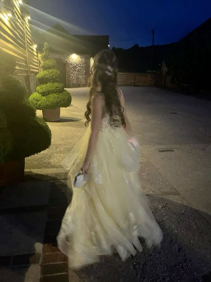 Sweet Pale Yellow A-line Multi-layer Cake Lace Tulle Long Prom Dress Evening Dress Bridesmaids Dress cc4776