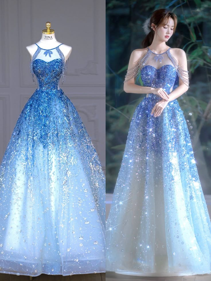 Fairy Blue Sequins Beaded Evening Dress ,Off The Shoulder Prom Dress Party Dress cc2785
