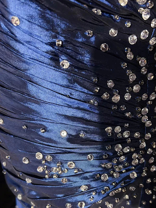 Sexy Sweetheart Blue Mermaid Satin Beaded Long Prom Dress Party Gown cc1550