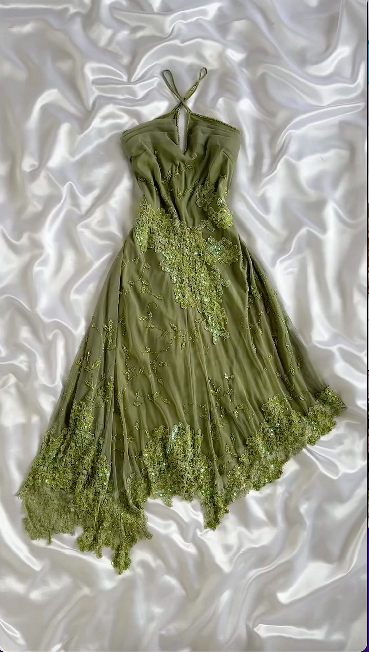 Unique Green Chiffon Lace Sequins Beaded Mermaid Evening Dress,Formal Party Gown cc2759