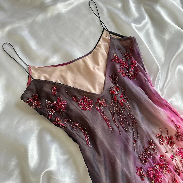 Luxury Chiffon Beaded Mermaid Evening Dress,Spaghetti Straps Party Prom Dress cc2692