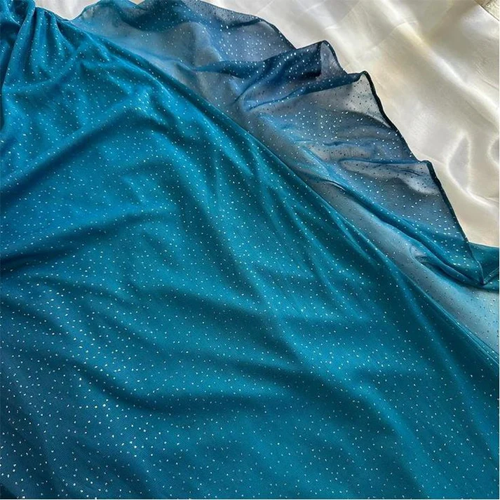 Beautiful Halter Ombre Navy Blue V Neck Chiffon Long Prom Dress Party Dress cc1395