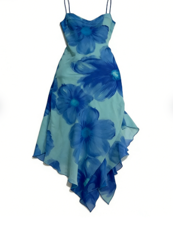 Flowy Chiffon Printed Strapless 19th Birthday Homecoming Dress cc3872