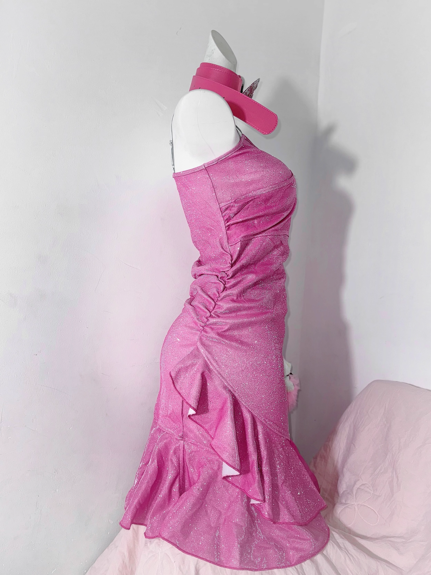 Elegant Spaghetti Straps Hot Pink Ruffles Short Party Dress Homecoming Dress cc3214