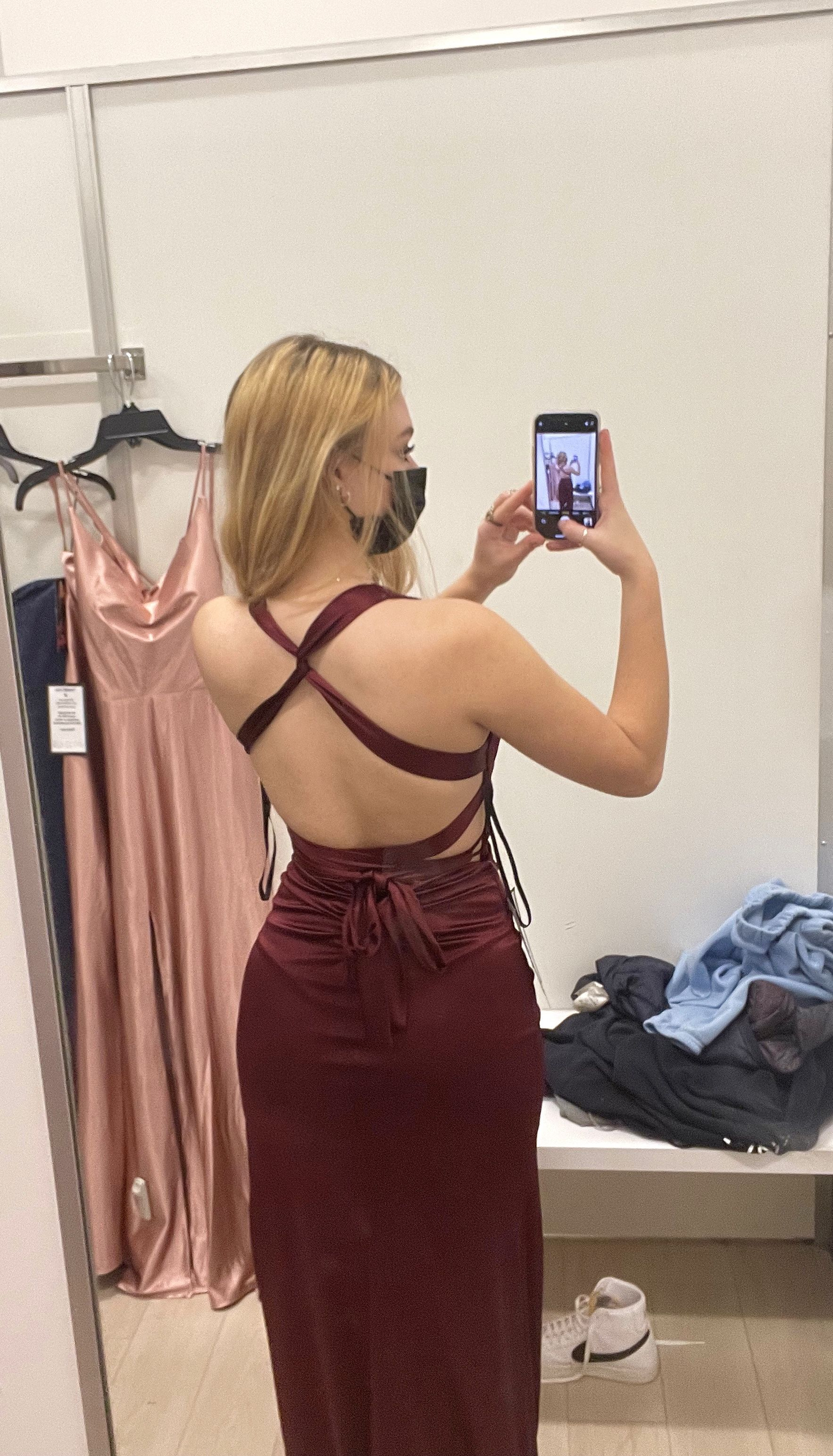 Burgundy Satin Plunging V- Neckline Long Evening Dress, Prom Dresses, Evening Party Dresses cc553