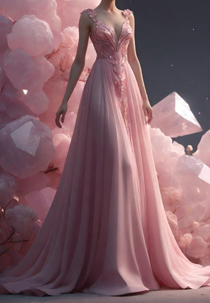 Pretty Pink Chiffon Appliques Prom Dress,Long A Line Prom Party Dress cc2784