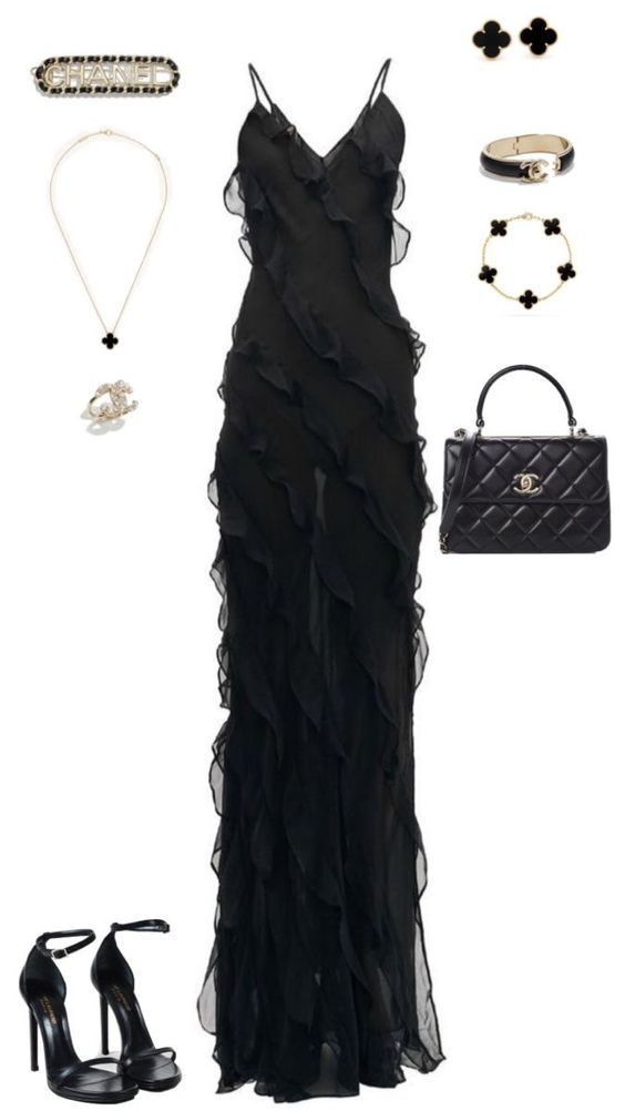 Black Sexy Mermaid Ruffles Evening Dress Spaghetti Straps Prom Dress Party Dress cc1855