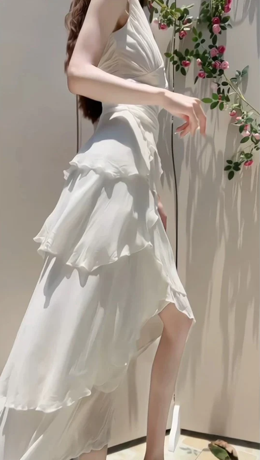 Classy A Line Chiffon Ruffle Tiered Wedding Dress Prom Dress cc2031