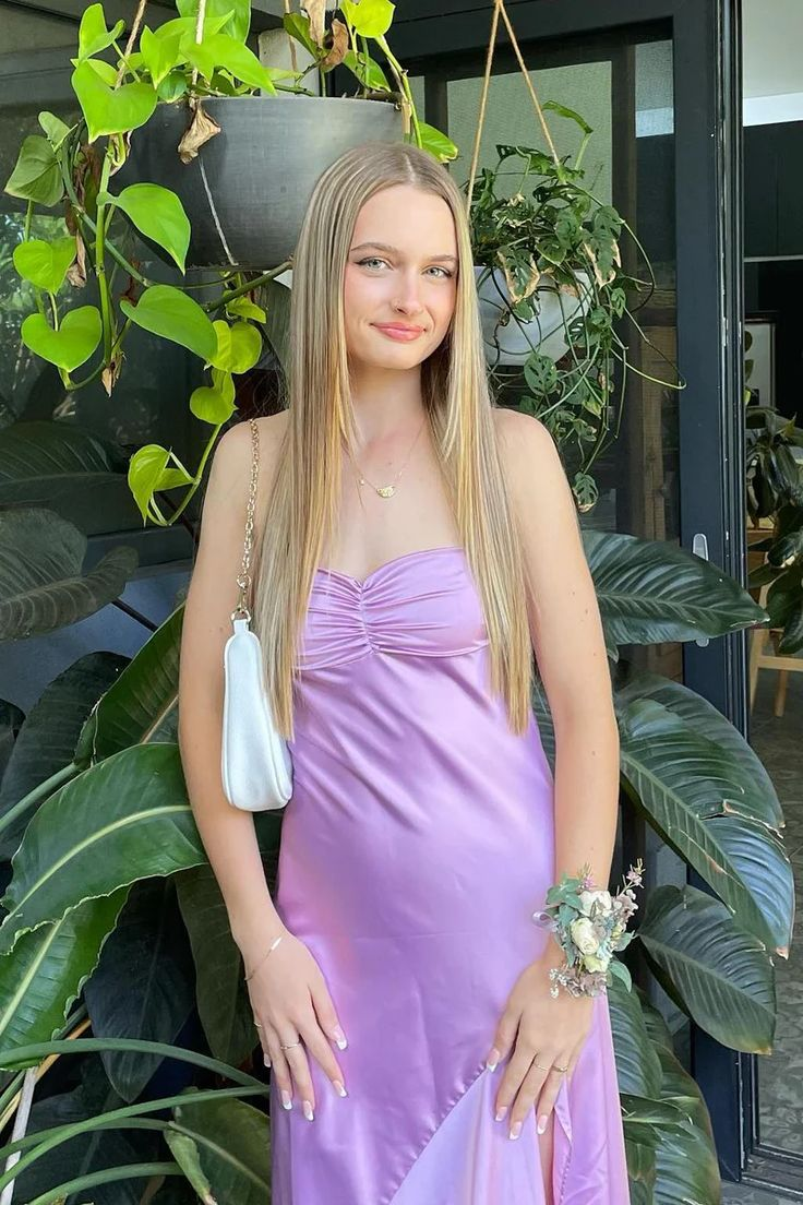 Charming Hot Pink Satin A Line Evening Dress Long Prom Party Gown cc1822