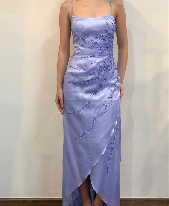 Chic Straps Lilac Evening Dress Formal Prom Party Gown cc2153