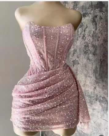 Bling Pink Sequins Homecoming Dress Cocktail Dress cc2123