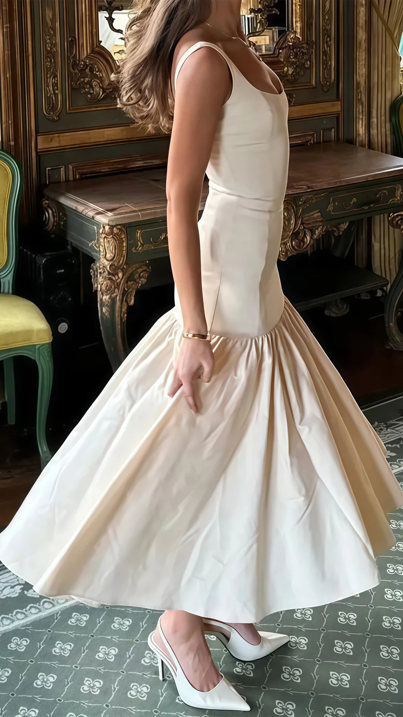 Elegant White Square Neck Mermaid Prom Dress Evening Dress cc2489