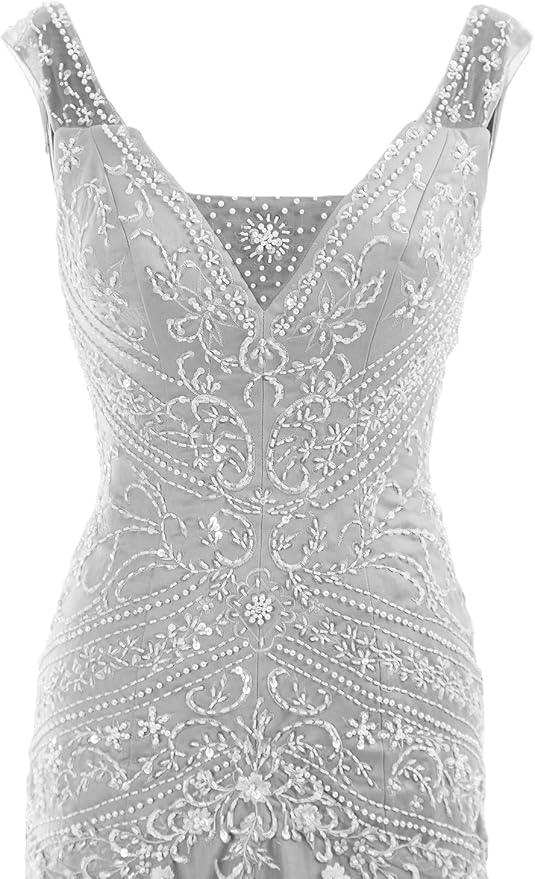 Mermaid V Neck Beaded Long Prom Dress Evening Gowns C1783