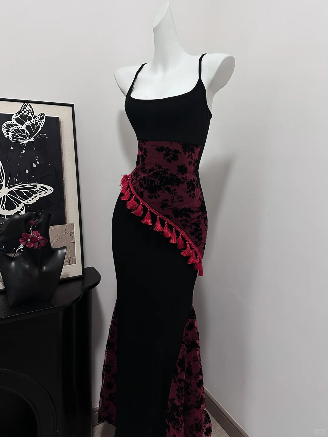 Vintage Spaghetti Straps Sheath Mermaid Evening Dress Birthday Party Dress cc3234