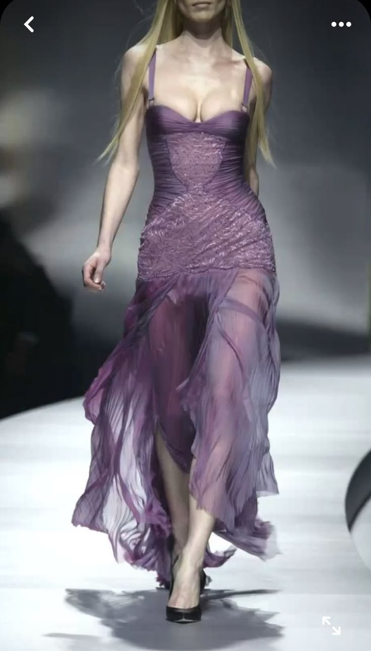 Vintage Purple Tulle Lace Slit Party Evening Dress cc2887