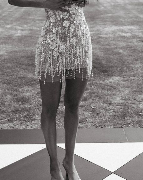 Classy Sheath Strapless White Sequin Short Wedding Dresses Bridal Dress cc3487