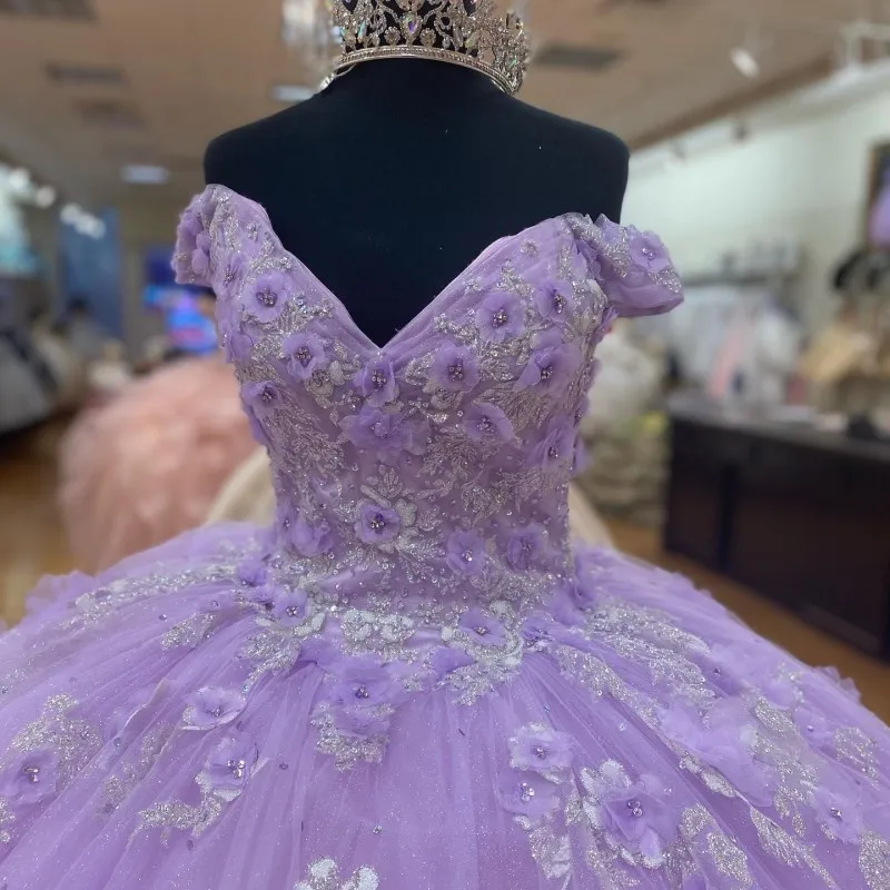 Light Purple Princess Dress Off The Shoulder Ball Gwon Sweet 16 Dress cc45