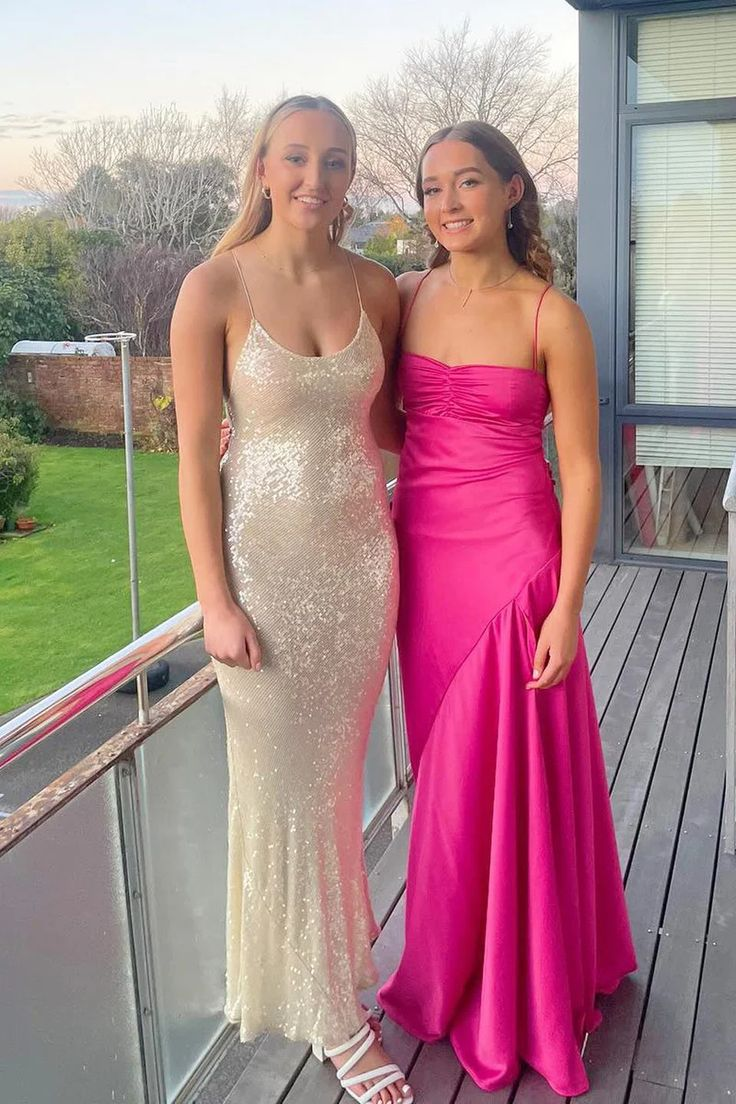 Charming Hot Pink Satin A Line Evening Dress Long Prom Party Gown cc1822