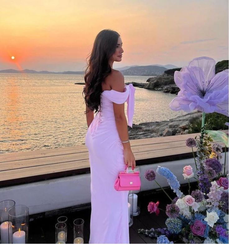 Elegant Pink Off The Shoulder Sheath Long Prom Dress Evening Dress cc2306