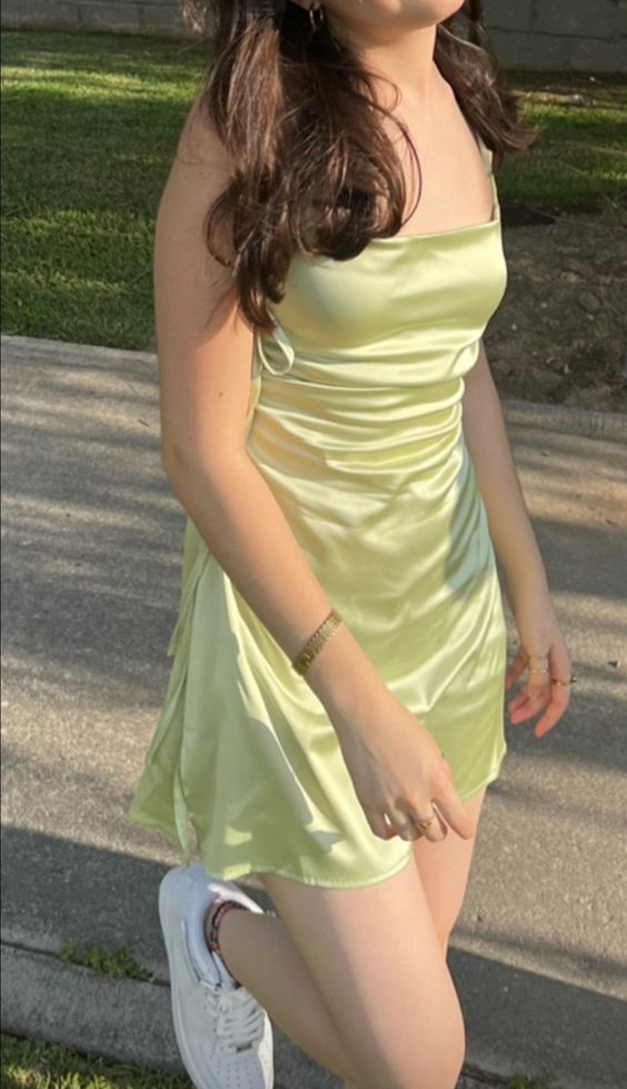 Sexy Yellow Satin A Line Homecoming Dres 18th Birthday Dress cc2076