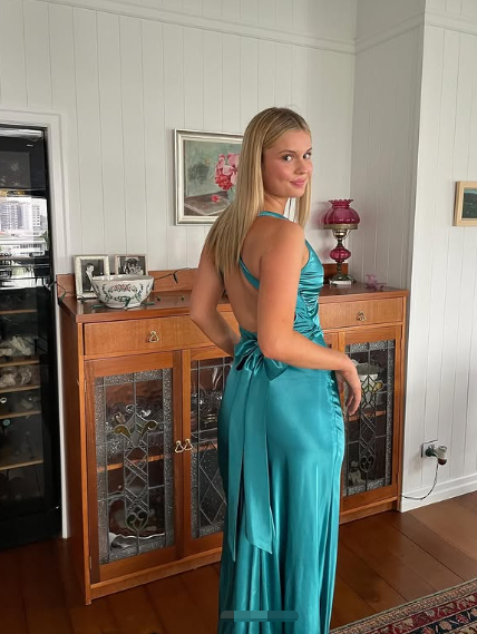 V Neck Green Backless Long Prom Dress Sexy Party Evening Dress cc1797