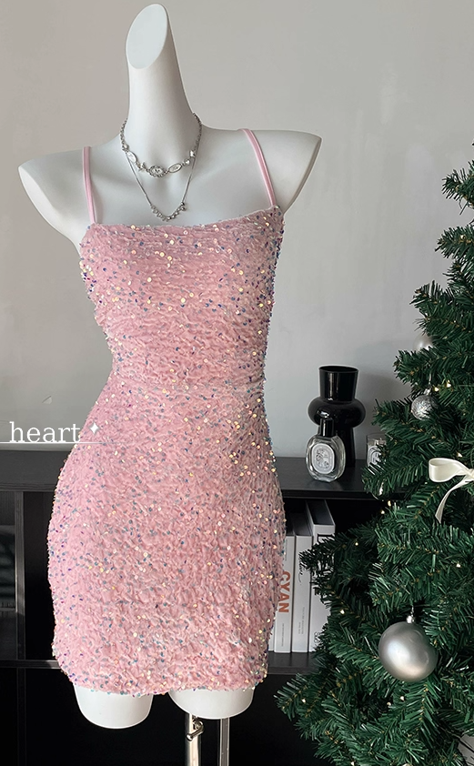 Sexy Backless Halter Sequin Cocktail Dress Black Sheath Short Party Dress Homecoming Dress cc3278